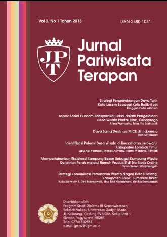 Jurnal Pariwisata Terapan (JPT) – Sekolah Vokasi UGM