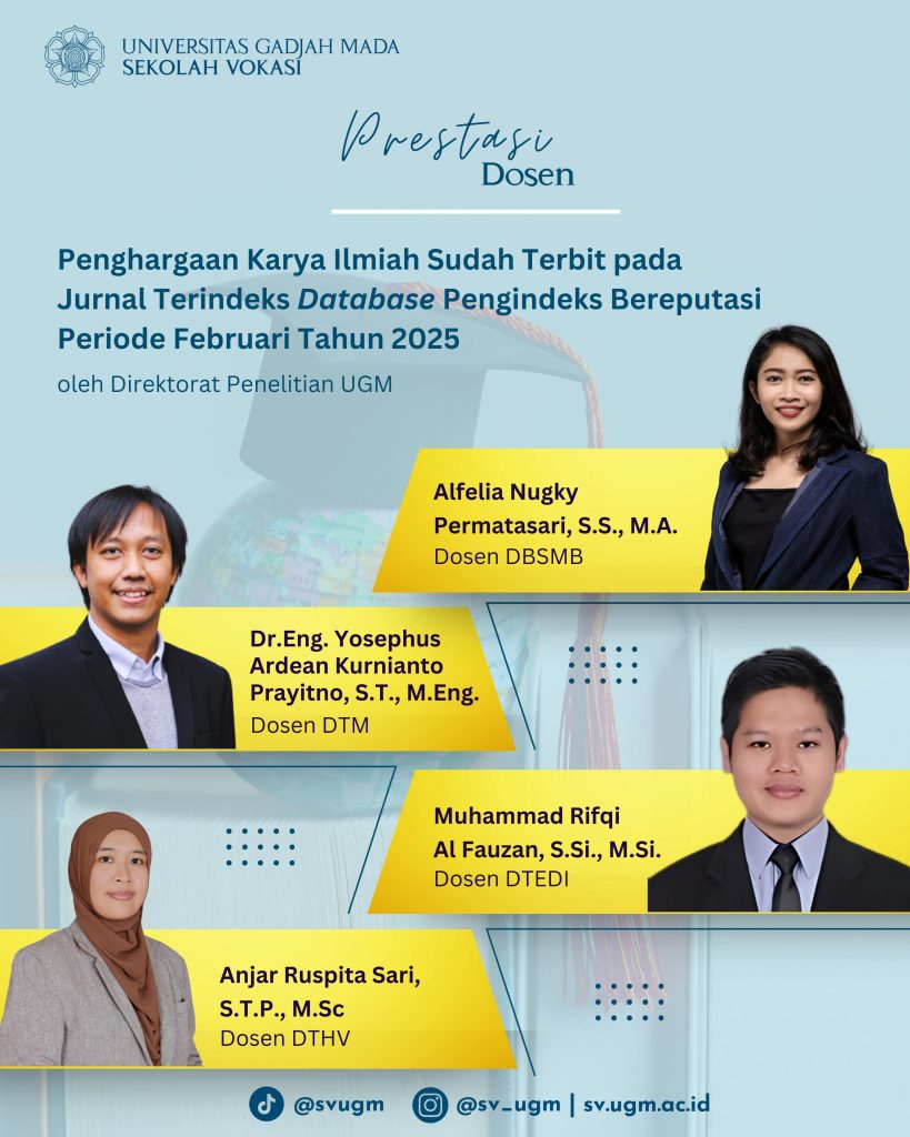 Empat Dosen SV UGM Raih Penghargaan atas Publikasi Ilmiah Internasional Bereputasi