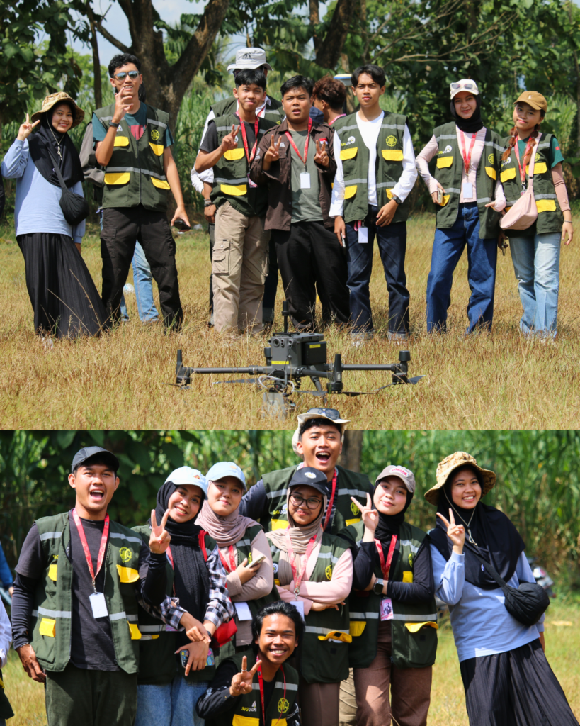 Students from Bachelor of Applied Science in Geographic Information Systems Department of Earth Technology School of Applied Sciences UGM conducting UAV-based LiDAR data acquisition during Fieldwork Practice 2 (PKL 2) 2026 in Sumberarum Village Tempuran District Magelang Regency in collaboration with PT Inderaja Teknik Indonesia