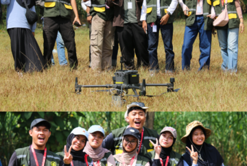 Mahasiswa Program Studi Sistem Informasi Geografis Departemen Yeknologi Kebumian Sekolah Vokasi UGM melaksanakan akuisisi data menggunakan UAV LiDAR